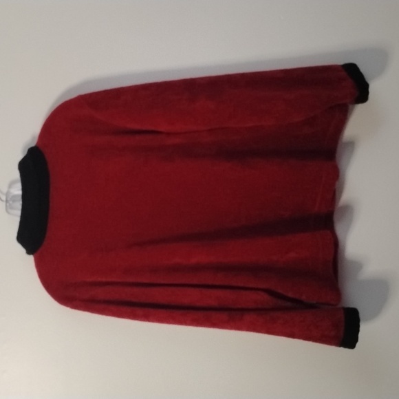 Vintage Artisans Women's Red Holiday Pinecone Sweater Jacket with Black Trim - Picture 9 of 13